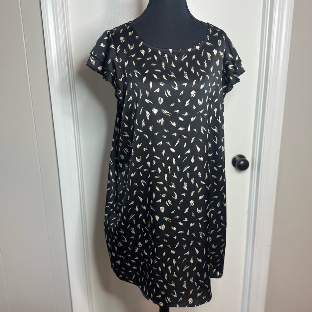 Elegant KLD Black and Gold Contemporary Office Teacher Women Shift Dress Large